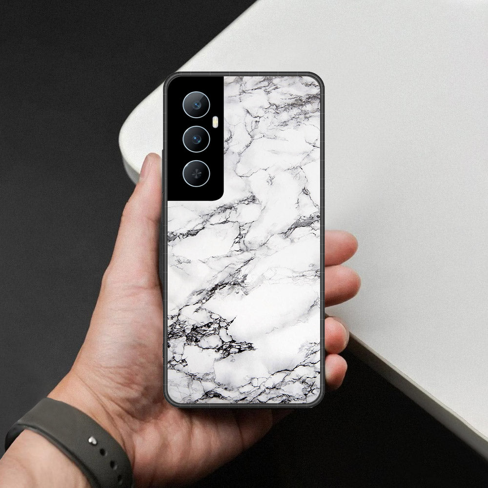 Realme C65 Cover - White Marble Series - HQ Premium Shine Durable Shatterproof Case