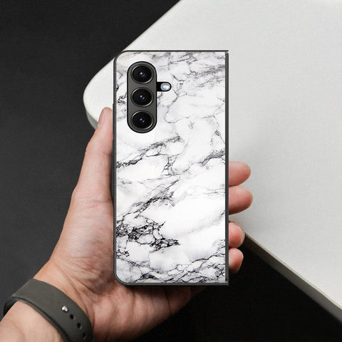 Samsung Galaxy Z Fold 8 Cover - White Marble Series - HQ Premium Shine Durable Shatterproof Case