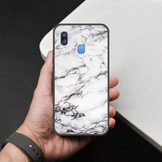 Samsung Galaxy M20 Cover - White Marble Series - HQ Premium Shine Durable Shatterproof Case