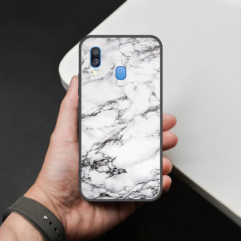 Samsung Galaxy M20 Cover - White Marble Series - HQ Premium Shine Durable Shatterproof Case
