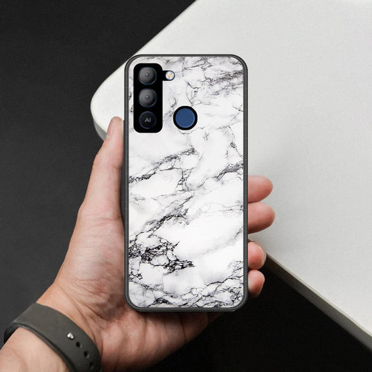 Tecno Pop 5 Pro Cover - White Marble Series - HQ Premium Shine Durable Shatterproof Case