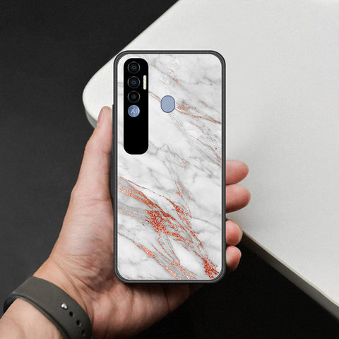 Tecno Spark 7 Pro Cover - White Marble Series - HQ Premium Shine Durable Shatterproof Case
