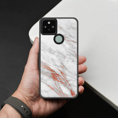 Google Pixel 5 Cover - White Marble Series - HQ Premium Shine Durable Shatterproof Case