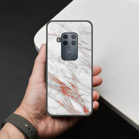 Motorola One Zoom Cover - White Marble Series - HQ Premium Shine Durable Shatterproof Case
