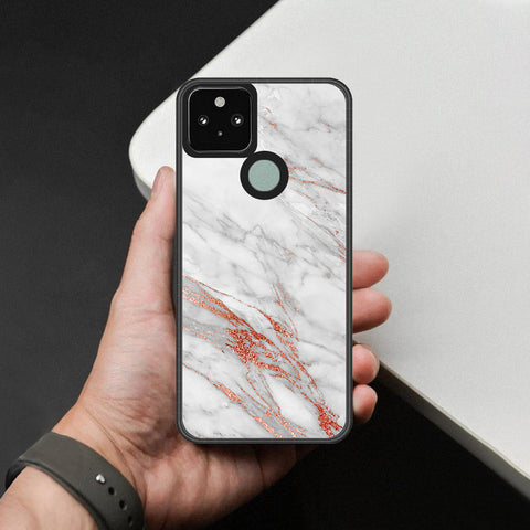 Google Pixel 5 XL Cover - White Marble Series - HQ Premium Shine Durable Shatterproof Case
