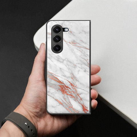 Samsung Galaxy Z Fold 6 5G Cover - White Marble Series - HQ Premium Shine Durable Shatterproof Case