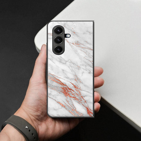 Samsung Galaxy Z Fold 8 Cover - White Marble Series - HQ Premium Shine Durable Shatterproof Case