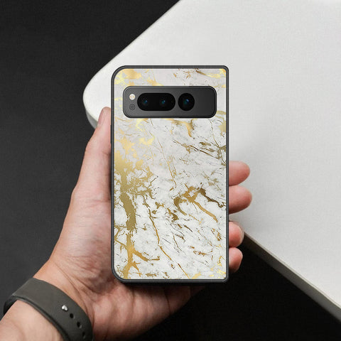 Google Pixel Fold Cover - White Marble Series - HQ Premium Shine Durable Shatterproof Case