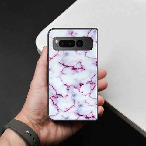 Google Pixel Fold Cover - White Marble Series - HQ Premium Shine Durable Shatterproof Case