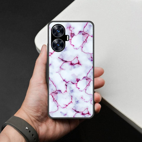 Realme C55 Cover - White Marble Series - HQ Premium Shine Durable Shatterproof Case