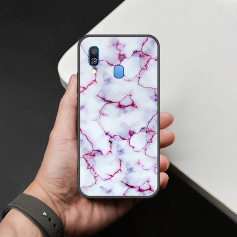 Samsung Galaxy M20 Cover - White Marble Series - HQ Premium Shine Durable Shatterproof Case