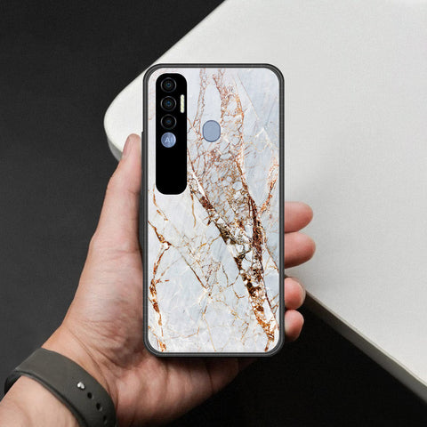 Tecno Spark 7 Pro Cover - White Marble Series - HQ Premium Shine Durable Shatterproof Case