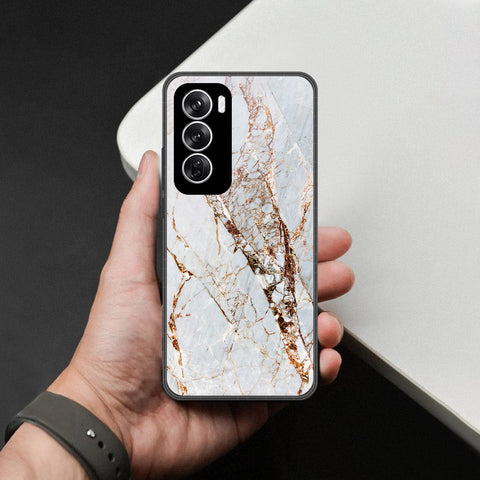 Oppo Reno 12 Cover - White Marble Series - HQ Premium Shine Durable Shatterproof Case