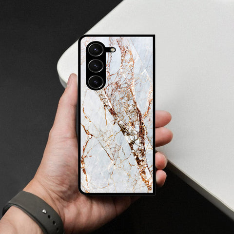 Samsung Galaxy Z Fold 5 5G Cover - White Marble Series - HQ Premium Shine Durable Shatterproof Case