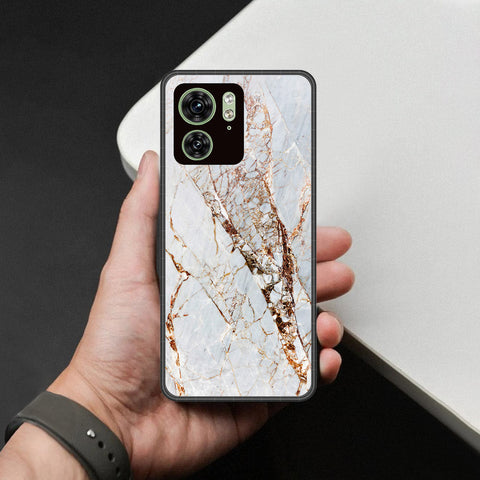 Motorola Edge 40 Cover - White Marble Series - HQ Premium Shine Durable Shatterproof Case