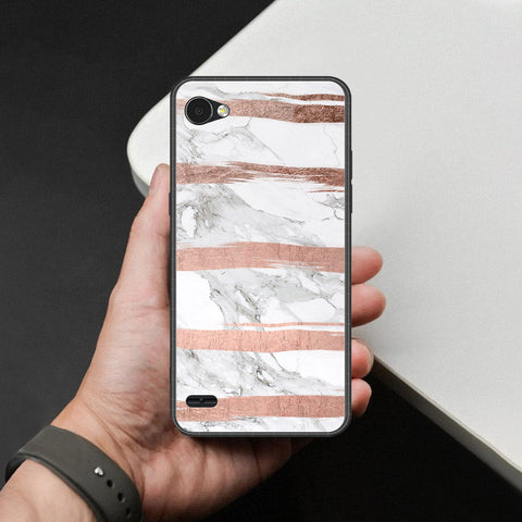 LG Q6 Plus Cover - White Marble Series - HQ Premium Shine Durable Shatterproof Case