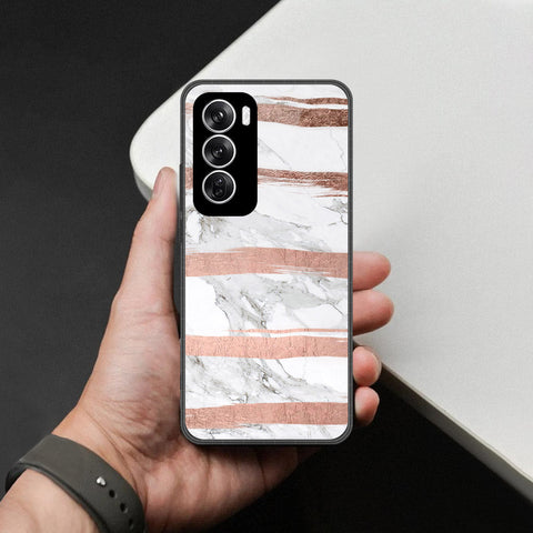 Oppo Reno 12 Cover - White Marble Series - HQ Premium Shine Durable Shatterproof Case