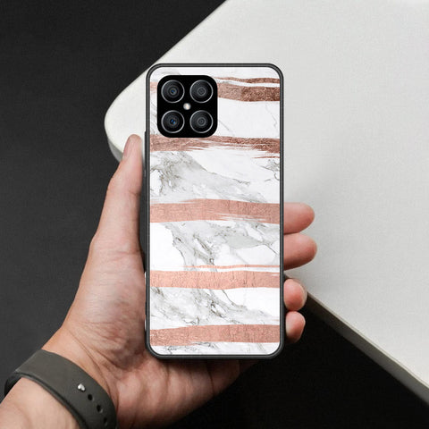 Honor X8 Cover - White Marble Series - HQ Premium Shine Durable Shatterproof Case