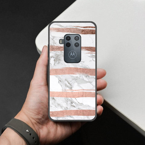 Motorola One Zoom Cover - White Marble Series - HQ Premium Shine Durable Shatterproof Case