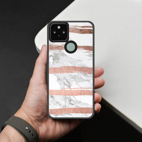 Google Pixel 5 XL Cover - White Marble Series - HQ Premium Shine Durable Shatterproof Case