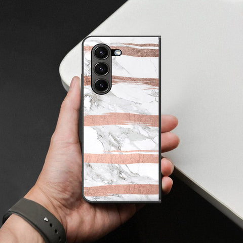 Samsung Galaxy Z Fold 6 5G Cover - White Marble Series - HQ Premium Shine Durable Shatterproof Case