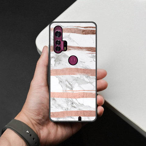 Motorola Edge Plus Cover - White Marble Series - HQ Premium Shine Durable Shatterproof Case