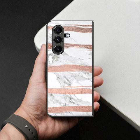 Samsung Galaxy Z Fold 8 Cover - White Marble Series - HQ Premium Shine Durable Shatterproof Case