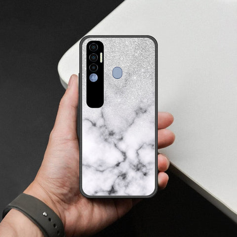 Tecno Spark 7 Pro Cover - White Marble Series - HQ Premium Shine Durable Shatterproof Case