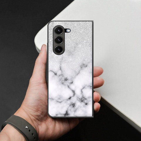 Samsung Galaxy Z Fold 6 5G Cover - White Marble Series - HQ Premium Shine Durable Shatterproof Case