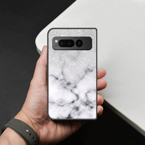Google Pixel Fold Cover - White Marble Series - HQ Premium Shine Durable Shatterproof Case