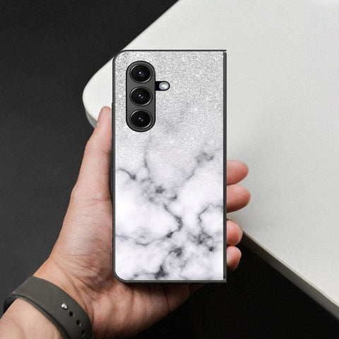 Samsung Galaxy Z Fold 8 Cover - White Marble Series - HQ Premium Shine Durable Shatterproof Case