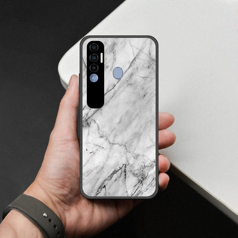 Tecno Spark 7 Pro Cover - White Marble Series - HQ Premium Shine Durable Shatterproof Case