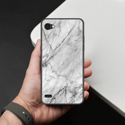 LG Q6 Plus Cover - White Marble Series - HQ Premium Shine Durable Shatterproof Case