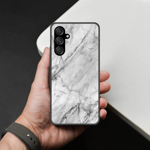 Samsung Galaxy A37 Cover - White Marble Series - HQ Ultra Shine Premium Infinity Glass Soft Silicon Borders Case