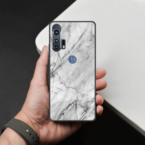 Motorola Edge Plus 2020 Cover - White Marble Series - HQ Premium Shine Durable Shatterproof Case