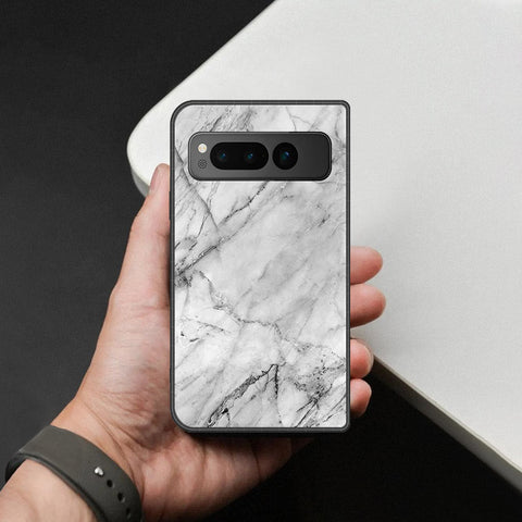 Google Pixel Fold Cover - White Marble Series - HQ Premium Shine Durable Shatterproof Case