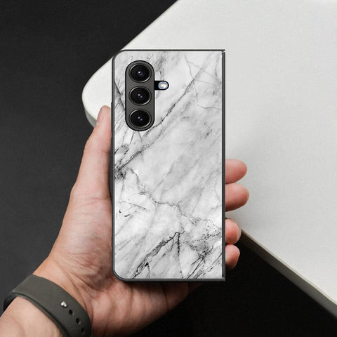 Samsung Galaxy Z Fold 8 Cover - White Marble Series - HQ Premium Shine Durable Shatterproof Case