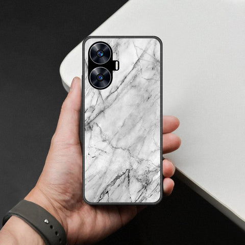 Realme C55 Cover - White Marble Series - HQ Premium Shine Durable Shatterproof Case