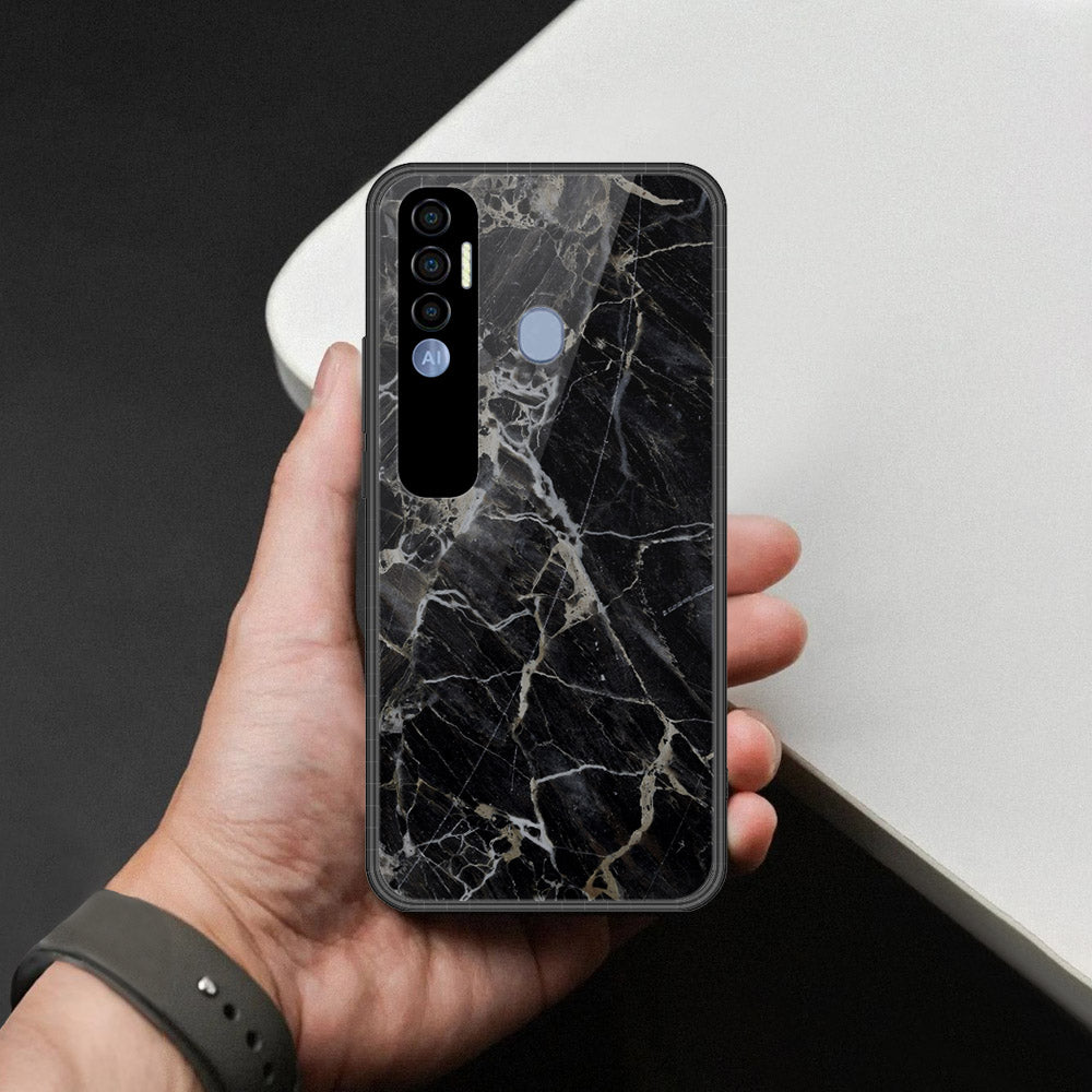 Tecno Spark 7 Pro Cover - Black Marble Series - HQ Premium Shine Durable Shatterproof Case