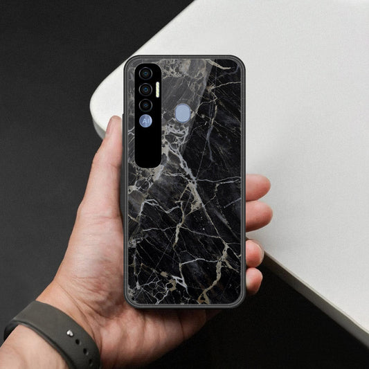 Tecno Spark 7 Pro Cover - Black Marble Series - HQ Premium Shine Durable Shatterproof Case