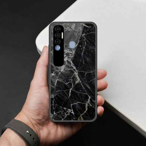 Tecno Spark 7 Pro Cover - Black Marble Series - HQ Premium Shine Durable Shatterproof Case