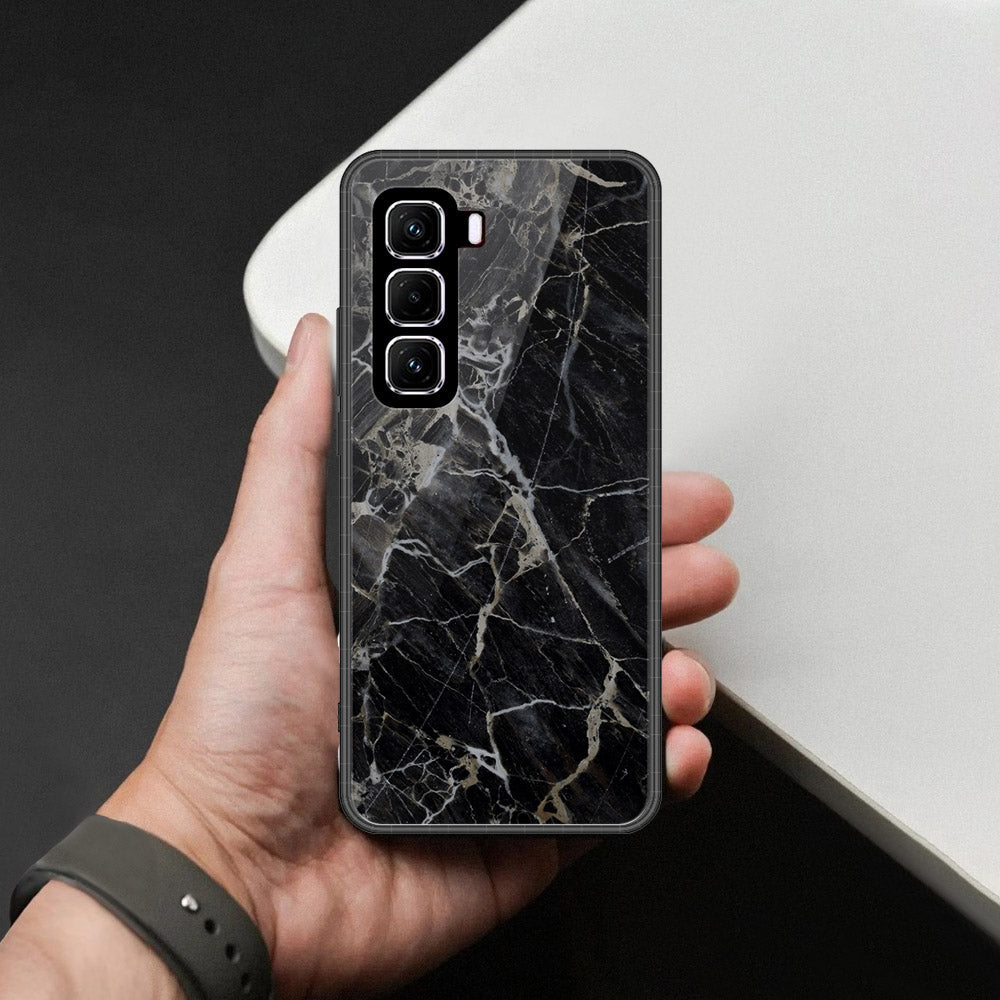 Infinix Hot 50 4G Cover - Black Marble Series - HQ Premium Shine Durable Shatterproof Case