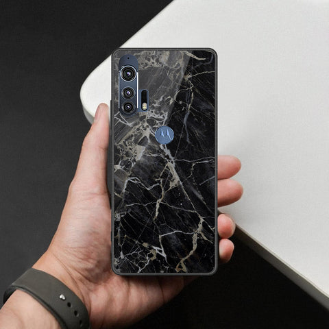 Motorola Edge Plus 2020 Cover - Black Marble Series - HQ Premium Shine Durable Shatterproof Case