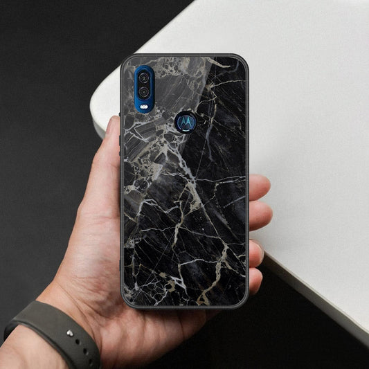 Motorola One Vision Cover - Black Marble Series - HQ Premium Shine Durable Shatterproof Case