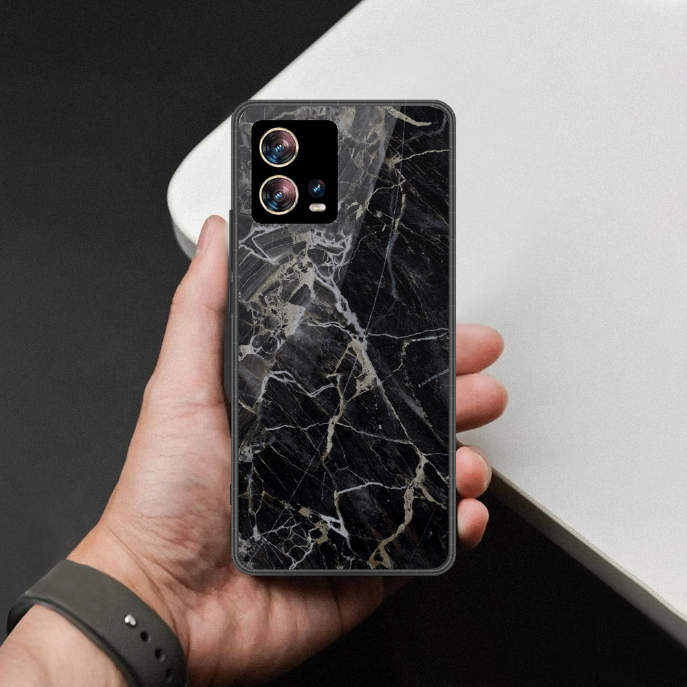 Motorola Moto S30 Pro Cover - Black Marble Series - HQ Premium Shine Durable Shatterproof Case