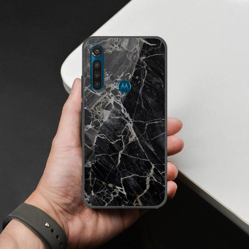 Motorola Moto G8 Power Cover - Black Marble Series - HQ Premium Shine Durable Shatterproof Case