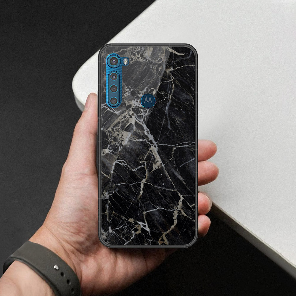 Motorola One Fusion Plus Cover - Black Marble Series - HQ Premium Shine Durable Shatterproof Case