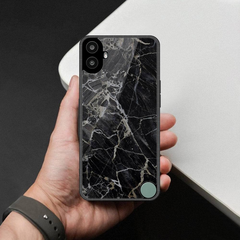 Nothing CMF Phone 1 Cover - Black Marble Series - HQ Premium Shine Durable Shatterproof Case