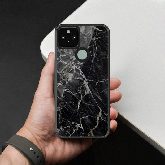 Google Pixel 5 XL Cover - Black Marble Series - HQ Premium Shine Durable Shatterproof Case
