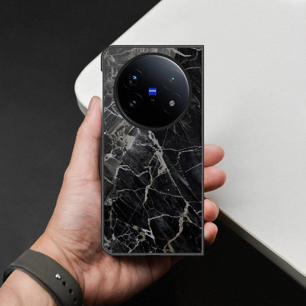 Vivo X Fold 5 Cover - Black Marble Series - HQ Premium Shine Durable Shatterproof Case